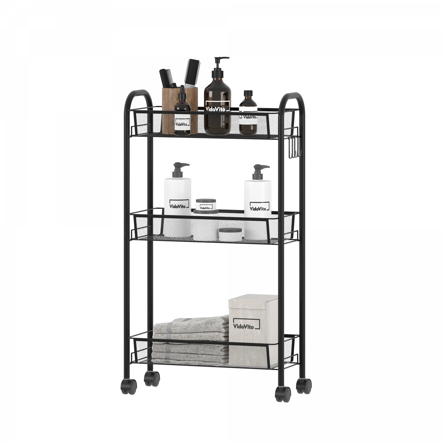 Узкая этажерка с корзинами